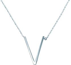 SAVICKI nyaklánc medállal - V betű: ezüst fehér zafírral