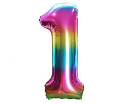  Szivárvány Rainbow 1-es szám fólia lufi 85 cm (MLG120271) - kidsfashion