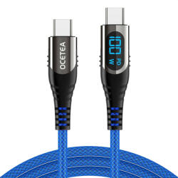 Gyors Töltő USB C-C Kábel LED Kijelzővel, 100W, 30cm - MacBook, iPad, Galaxy Kompatibilis