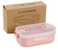 TOO KT-113-P rózsaszín búzaszalma műanyag ebédlő doboz, 6.3×13×21.8 cm (KT-113-P) (KT-113-P)