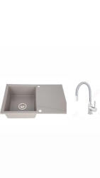 Casa Blanca+ferro Set chiuveta bucatarie granit CASA BLANCA NERA 79X50cm gri+baterie Ferro BZA4S