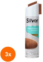 Silver Set 3 x Spray Restaurare Piele Nubuc / Caprioara, Silver, Maro, 250 ml (ROC-3xMAG1016266TS)
