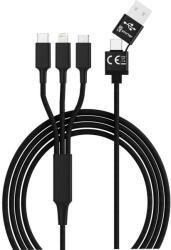 Smrter Hydra ULTRA 5in1 USB-A/USB-C apa - Micro USB/USB-C/Lightning apa 2.0 Adat és töltőkábel - Fekete (1.2m) (SMRTER_HYDRA_ULT_BK) (SMRTER_HYDRA_ULT_BK)