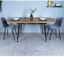  Étkezőasztal, széthúzható, tölgy/fekete 150-190x75 cm, TAMERON (0000373612)