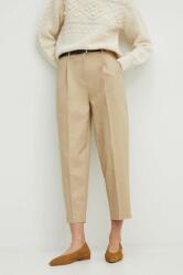 Medicine pantaloni femei, culoarea bej, lat, high waist ZPYH-SPD203_08X