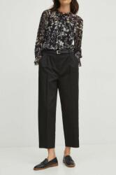 Medicine pantaloni femei, culoarea negru, lat, high waist ZPYH-SPD203_99X