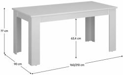  Széthúzható étkezőasztal, fehér, 160-210x90 cm, ERODIN (0000374479)