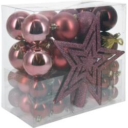 4home Set de ornamente de Crăciun Trim 54 buc, roz închis