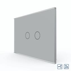 LIVOLO Intrerupator Dublu Cap Scara / Cruce Wireless cu Touch LIVOLO din Sticla - Standard Italian - culoare gri