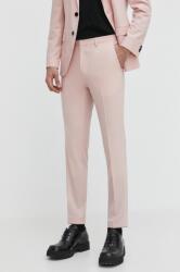 HUGO BOSS nadrág gyapjú keverékből rózsaszín, testhezálló - rózsaszín 52
