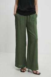 Answear Lab vászon nadrág zöld, magas derekú széles - zöld M