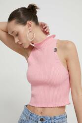 Moschino Jeans pamut pulóver könnyű, rózsaszín, félgarbó nyakú - rózsaszín M - answear - 44 990 Ft