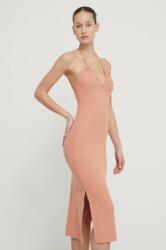 Roxy ruha rózsaszín, midi, testhezálló, ERJKD03467 - rózsaszín XS