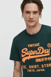 Superdry pamut póló zöld, férfi, nyomott mintás - zöld S - answear - 11 990 Ft