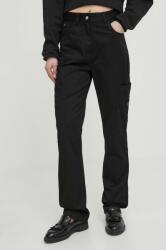 Calvin Klein Jeans nadrág női, fekete, magas derekú egyenes - fekete XS - answear - 30 990 Ft