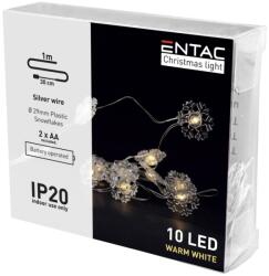 Entac karácsonyi elemes led fényfüzér hópehely 1, 2m (ECL-PSF2-10WW)