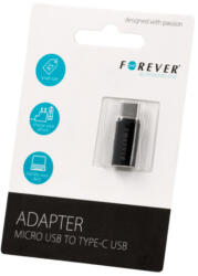 Forever micro USB USB-C adapter fekete (5900495428486)