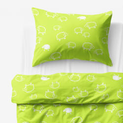 Goldea lenjerie de pat pentru copii din 100% bumbac - oișoare albe pe verde deschis 140 x 200 și 50 x 70 cm