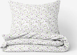 Goldea lenjerie de pat din 100% bumbac - trandafiri violeți pe alb 140 x 200 și 50 x 70 cm