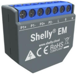 Shelly EM egy fázisú, nagyteljesítményű fogyasztásmérő és vezérlő (ALL-REL-EM) - otthonokosabban