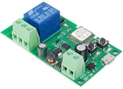 Smartwise 5V-32V egy áramkörös, WiFi-s NO/NC okosrelé, kontakt kapcsolással, impulzus üzemmóddal (SMW-REL-532V-1)