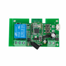 Smartwise 5V-32V egy áramkörös, Zigbee + RF NO/NC okosrelé, kontakt kapcsolással, impulzus üzemmóddal (SMW-REL-532V-1RF-ZB)