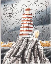 PIECEZZ Дървен пъзел Piecezz, 40 pieces - Морски фар (P1316)