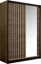 TEMPO KONDELA Dulap cu uşi glisante, stejar craft/negru, 150x215 cm, LADDER