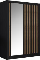 TEMPO KONDELA Dulap cu uşi glisante, negru / stejar craft, 150x215 cm, LADDER