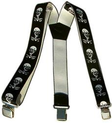 TifanTEX Bretele pentru pantaloni DEATH (culoare neagră cu imprimeu alb) (0158E5)