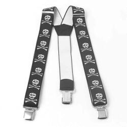 TifanTEX Bretele cu craniu de pirat pentru pantaloni (bretele elastice) (0164E5)