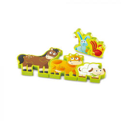 Hape Puzzle din lemn pentru copii cu numere si animale de la ferma (E1628A) Puzzle