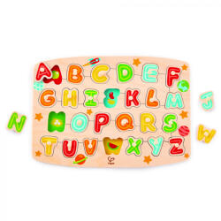 Hape Puzzle din lemn cu butoni - Alfabet (E1505B) - jucariipentrucopil Puzzle