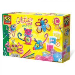 SES Creative Set copii de creat animale din plastilina cu accesorii si sclipici (00417)