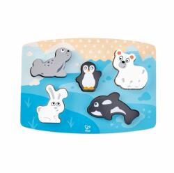 Hape Puzzle din lemn tactil - Animale polare (E1620A) - jucariipentrucopil Puzzle