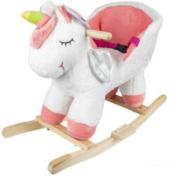 HOC Balansoar pentru bebelusi, Unicorn, lemn + plus, roz+alb, 52 cm (30789) Sezlong balansoar bebelusi