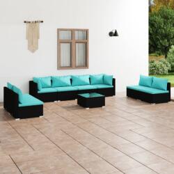 vidaXL Set mobilier de grădină cu perne, 9 piese, negru, poliratan (3102257)