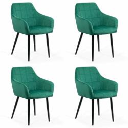 Chairs ON 4 scaune din catifea cu picioare metalice BUC 260 Verde