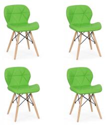 CHAIRS-ON Set 4 scaune de bucatarie din piele si lemn-verde