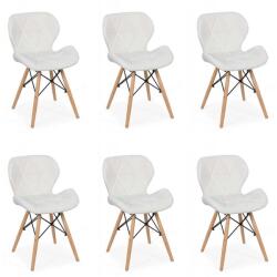 Chairs ON Set 6 scaune de bucătărie din piele și lemn Alb
