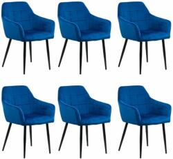 Chairs ON 6 scaune din catifea cu picioare metalice BUC 260 Albastru