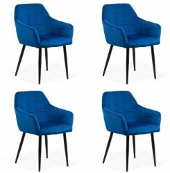 Chairs ON 4 scaune din catifea cu picioare metalice BUC 260 Albastru