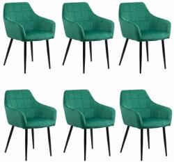 Chairs ON 6 scaune din catifea cu picioare metalice BUC 260 Verde
