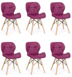 CHAIRS-ON Set 6 scaune de bucătărie din piele și lemn Mov