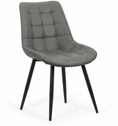 Chairs ON Scaune bucatarie piele ecologica si cadru metalic negru BUC 206P Gri
