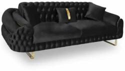 Chairs Deco Canapea 3 locuri structura metalică auriu-gold, tapițerie catifea neagră