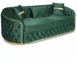Chairs Deco Canapea extensibilă cu 3 locuri, tapițată verde Canapea