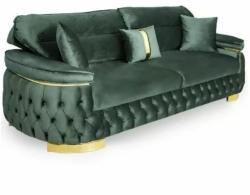 Chairs Deco Canapea extensibilă Rio Lux cu 3 locuri, tapițată verde Canapea