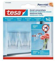 tesa Műanyag akasztó, ragasztócsíkkal, nagy méret, TESA Powerstrips® , átlátszó (TE77735) (77735-00007-00)