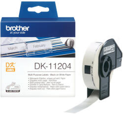 Brother Etikett címke DK-11204, Általános etikett címke, Elővágott (stancolt), Fehér alapon fekete, 400 db